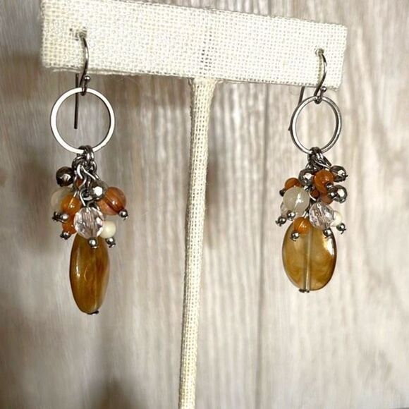 Womens Faceted Crystal Beads &‎ Stone Hook Dangle Cluster Earrings Multicolor OS - Picture 1 of 3
